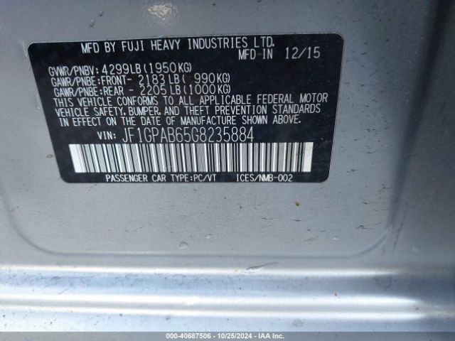 Photo 8 VIN: JF1GPAB65G8235884 - SUBARU IMPREZA 