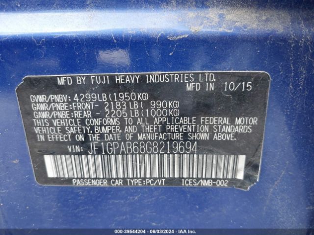 Photo 8 VIN: JF1GPAB68G8219694 - SUBARU IMPREZA 