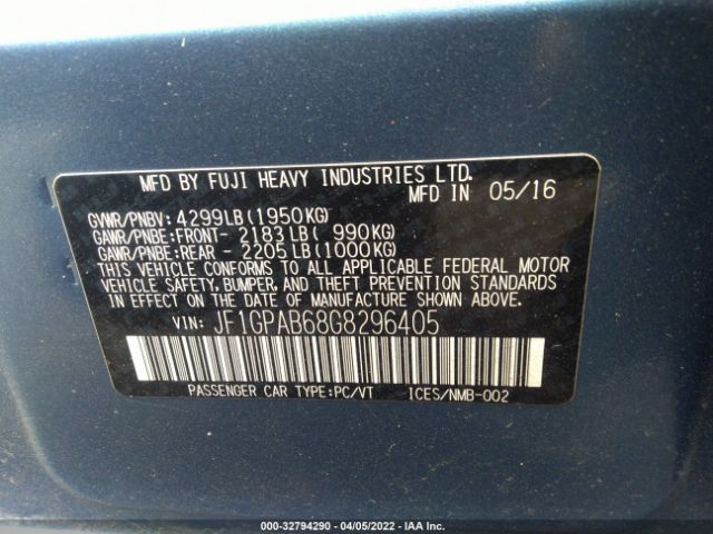 Photo 8 VIN: JF1GPAB68G8296405 - SUBARU IMPREZA WAGON 