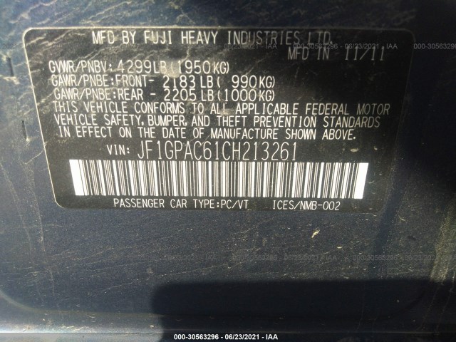 Photo 8 VIN: JF1GPAC61CH213261 - SUBARU IMPREZA WAGON 