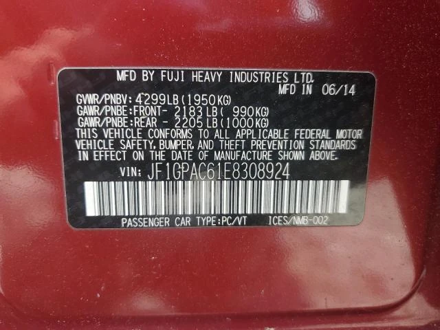 Photo 11 VIN: JF1GPAC61E8308924 - SUBARU IMPREZA PR 