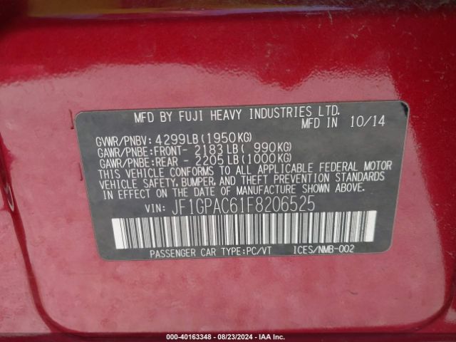 Photo 8 VIN: JF1GPAC61F8206525 - SUBARU IMPREZA PR 