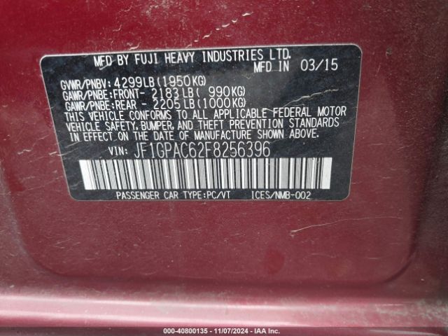 Photo 8 VIN: JF1GPAC62F8256396 - SUBARU IMPREZA 