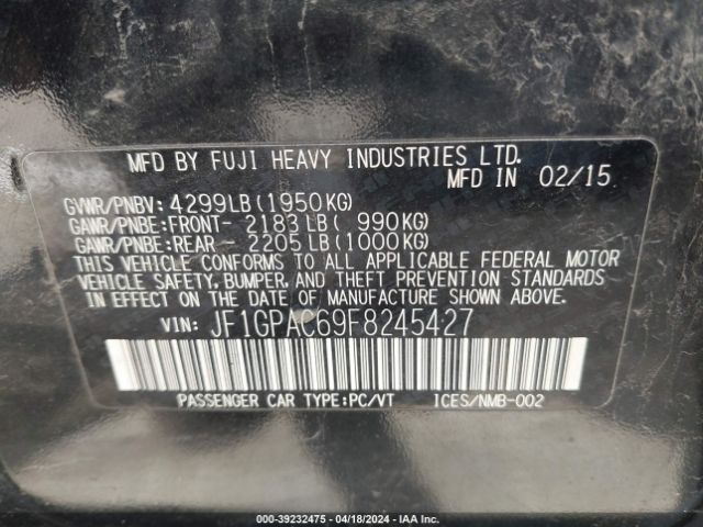 Photo 8 VIN: JF1GPAC69F8245427 - SUBARU IMPREZA 