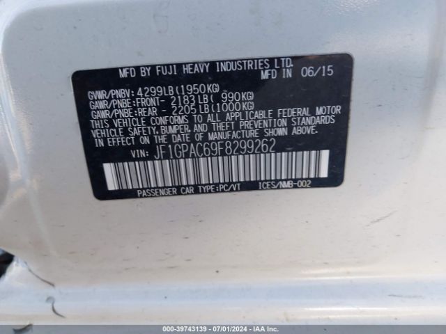 Photo 8 VIN: JF1GPAC69F8299262 - SUBARU IMPREZA 