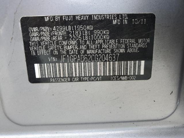 Photo 11 VIN: JF1GPAD62CG204637 - SUBARU IMPREZA PR 