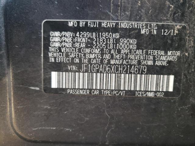 Photo 11 VIN: JF1GPAD6XCH214679 - SUBARU IMPREZA 