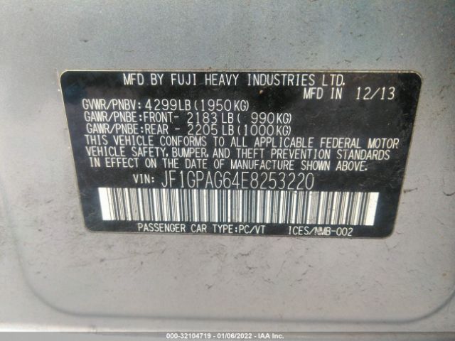 Photo 8 VIN: JF1GPAG64E8253220 - SUBARU IMPREZA WAGON 