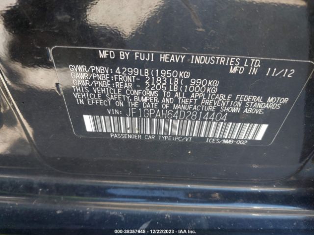 Photo 8 VIN: JF1GPAH64D2814404 - SUBARU IMPREZA 