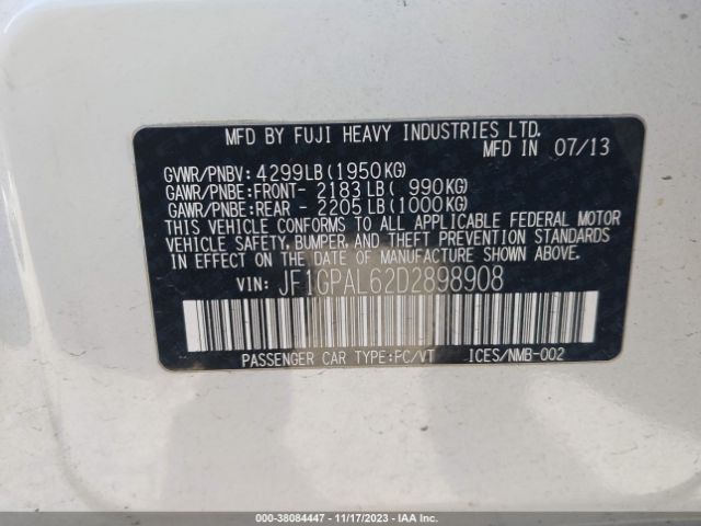 Photo 8 VIN: JF1GPAL62D2898908 - SUBARU IMPREZA 