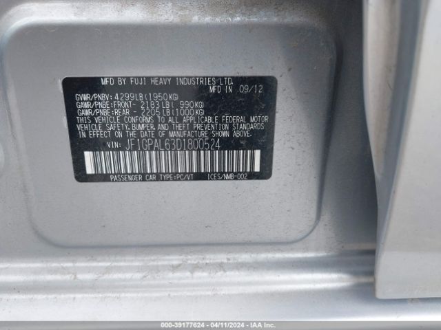 Photo 8 VIN: JF1GPAL63D1800524 - SUBARU IMPREZA 