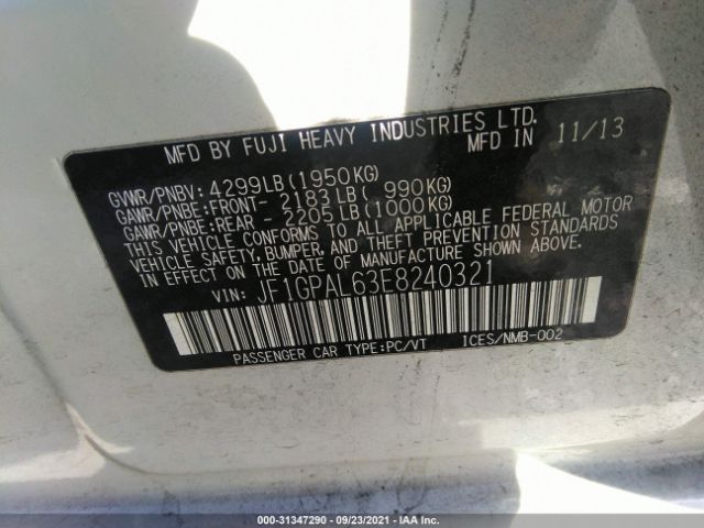 Photo 8 VIN: JF1GPAL63E8240321 - SUBARU IMPREZA WAGON 