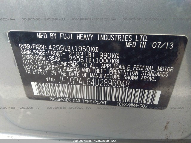 Photo 8 VIN: JF1GPAL64D2896948 - SUBARU IMPREZA WAGON 