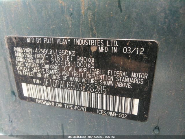 Photo 8 VIN: JF1GPAL65CG228285 - SUBARU IMPREZA 