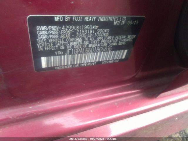 Photo 8 VIN: JF1GPAL66D1865836 - SUBARU IMPREZA 