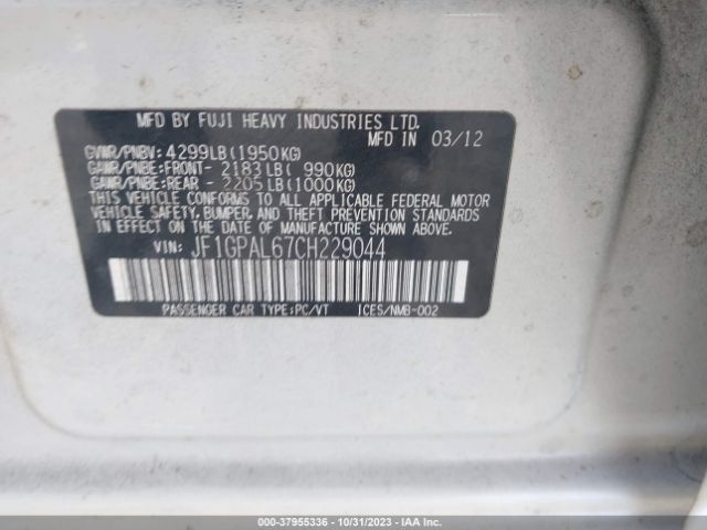 Photo 8 VIN: JF1GPAL67CH229044 - SUBARU IMPREZA 