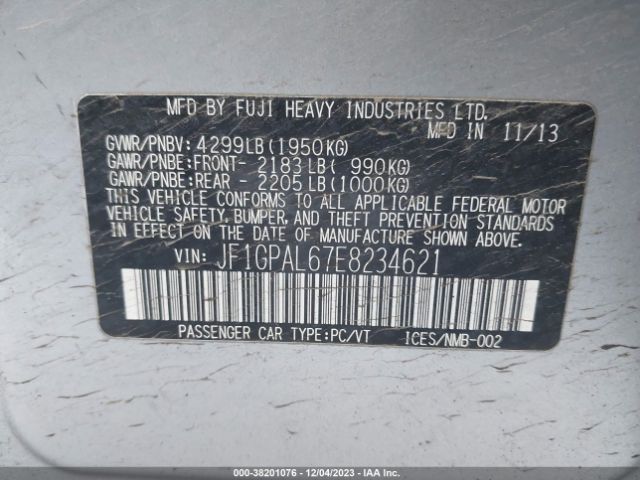 Photo 8 VIN: JF1GPAL67E8234621 - SUBARU IMPREZA 