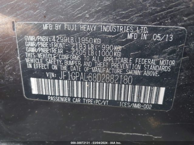 Photo 8 VIN: JF1GPAL68D2882180 - SUBARU IMPREZA 