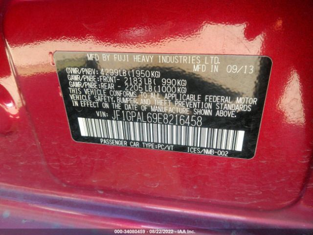 Photo 8 VIN: JF1GPAL69E8216458 - SUBARU IMPREZA WAGON 