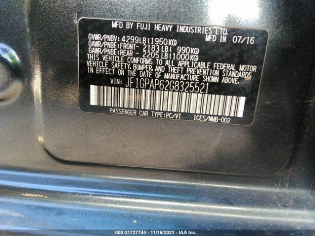 Photo 8 VIN: JF1GPAP62G8325521 - SUBARU IMPREZA WAGON 