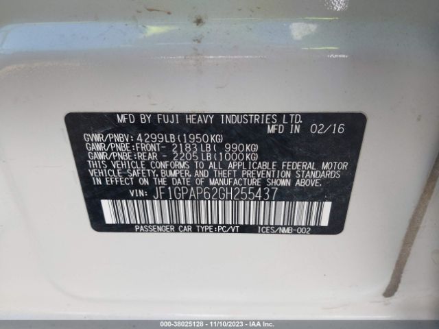 Photo 8 VIN: JF1GPAP62GH255437 - SUBARU IMPREZA 