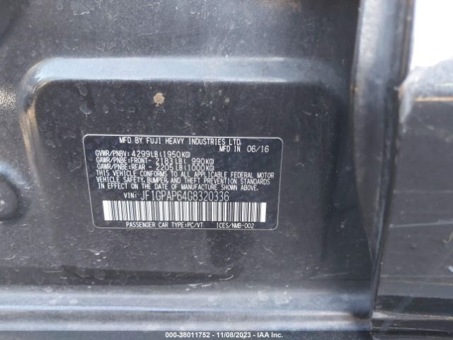 Photo 8 VIN: JF1GPAP64G8320336 - SUBARU IMPREZA 