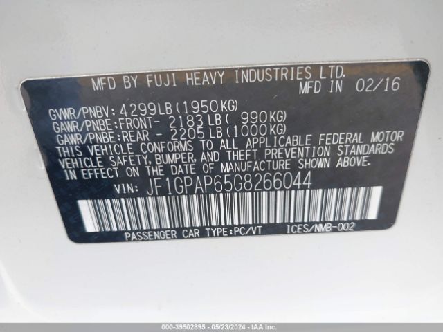 Photo 8 VIN: JF1GPAP65G8266044 - SUBARU IMPREZA 