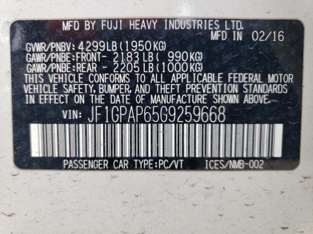 Photo 11 VIN: JF1GPAP65G9259668 - SUBARU IMPREZA 