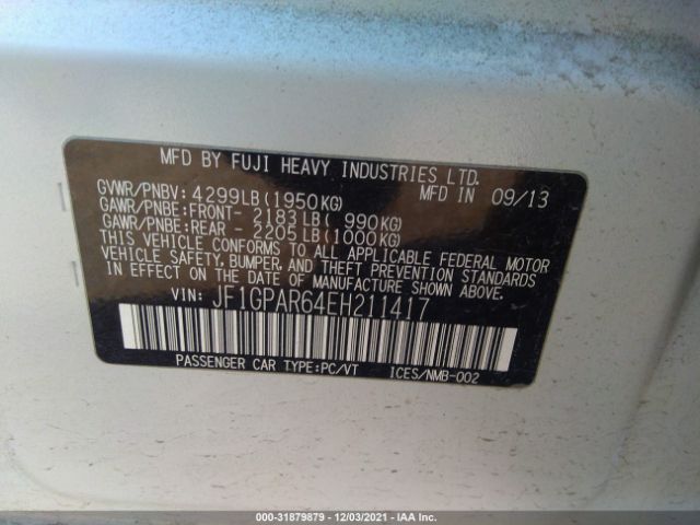 Photo 8 VIN: JF1GPAR64EH211417 - SUBARU IMPREZA WAGON 