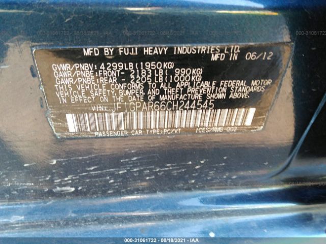 Photo 8 VIN: JF1GPAR66CH244545 - SUBARU IMPREZA WAGON 