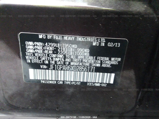 Photo 8 VIN: JF1GPAR6XD2856171 - SUBARU IMPREZA WAGON 