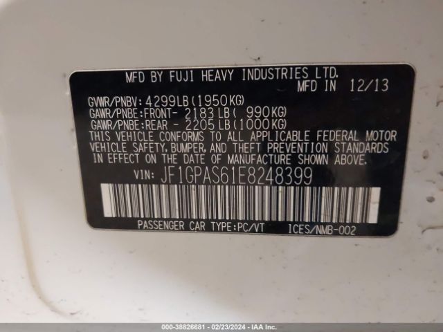 Photo 8 VIN: JF1GPAS61E8248399 - SUBARU IMPREZA 