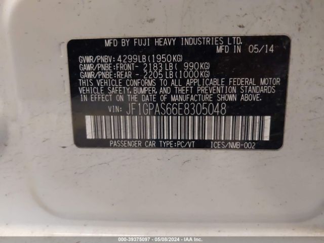 Photo 8 VIN: JF1GPAS66E8305048 - SUBARU IMPREZA 