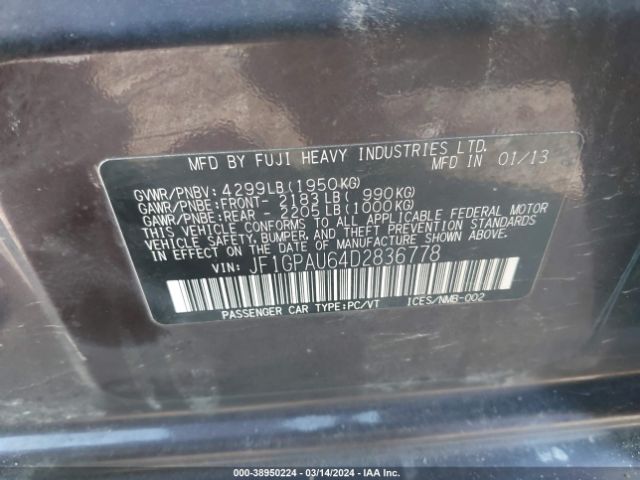 Photo 8 VIN: JF1GPAU64D2836778 - SUBARU IMPREZA 