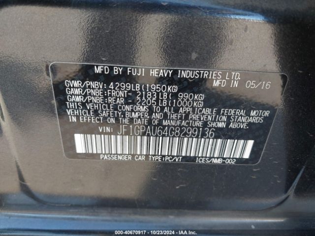 Photo 8 VIN: JF1GPAU64G8299136 - SUBARU IMPREZA 