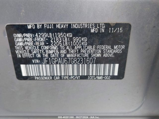 Photo 8 VIN: JF1GPAU67G8231607 - SUBARU IMPREZA 