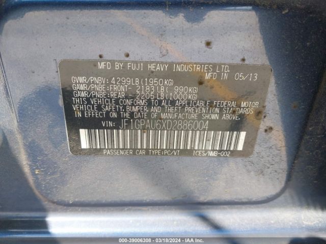 Photo 8 VIN: JF1GPAU6XD2886004 - SUBARU IMPREZA 