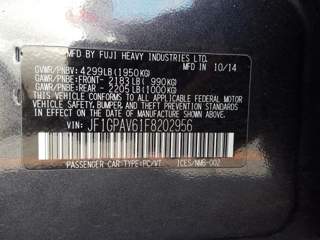 Photo 9 VIN: JF1GPAV61F8202956 - SUBARU IMPREZA SP 