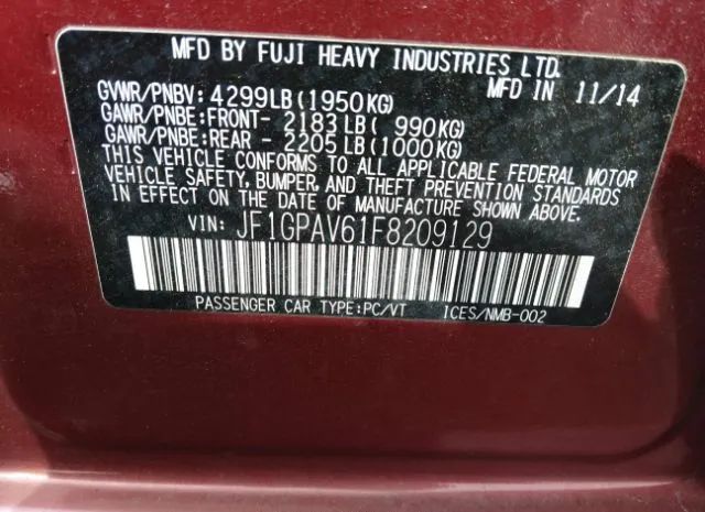 Photo 8 VIN: JF1GPAV61F8209129 - SUBARU IMPREZA 