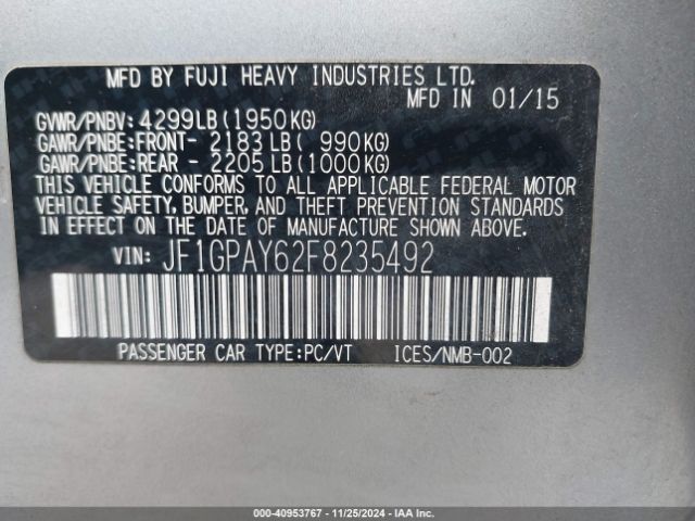 Photo 8 VIN: JF1GPAY62F8235492 - SUBARU IMPREZA 