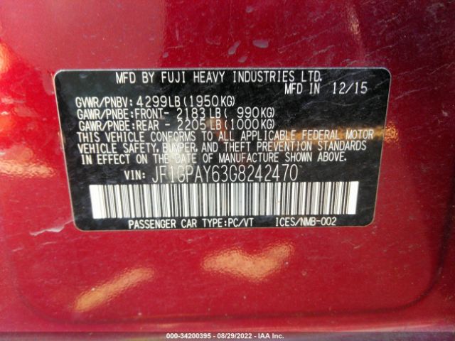 Photo 8 VIN: JF1GPAY63G8242470 - SUBARU IMPREZA WAGON 