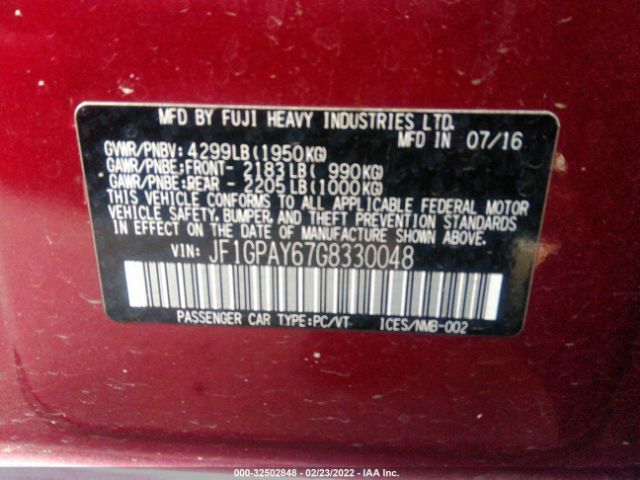 Photo 8 VIN: JF1GPAY67G8330048 - SUBARU IMPREZA WAGON 