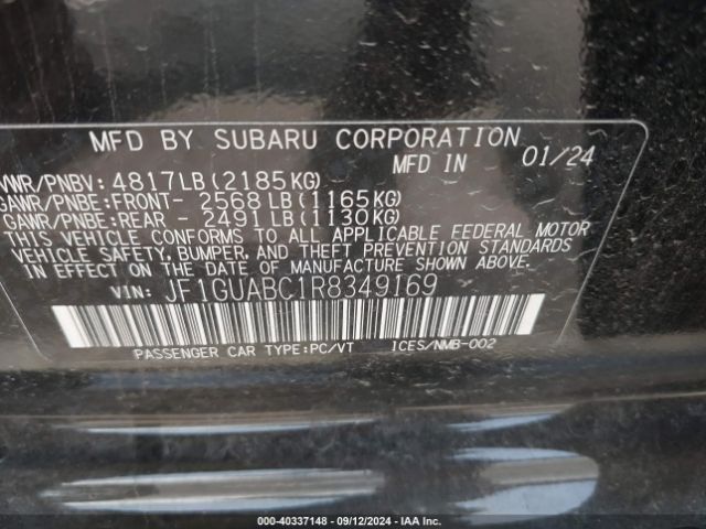 Photo 8 VIN: JF1GUABC1R8349169 - SUBARU IMPREZA 