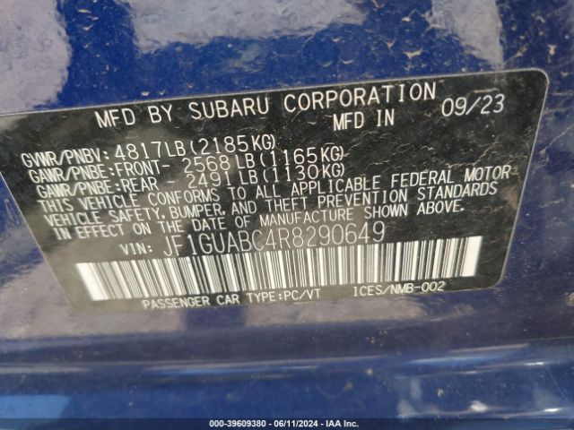 Photo 8 VIN: JF1GUABC4R8290649 - SUBARU IMPREZA 