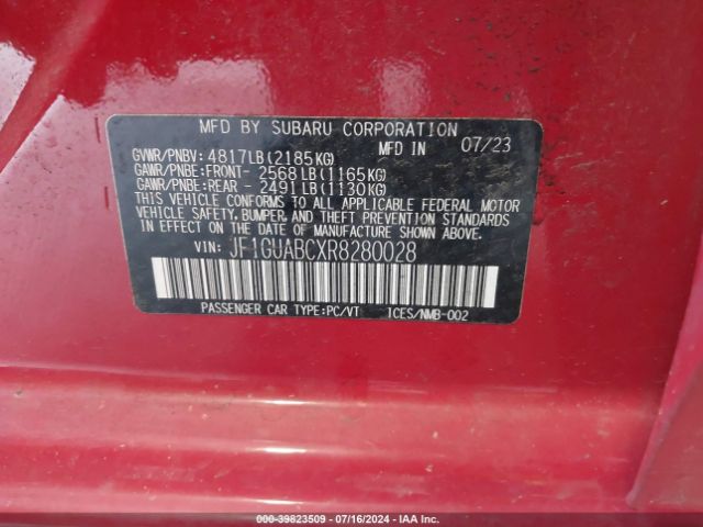 Photo 8 VIN: JF1GUABCXR8280028 - SUBARU IMPREZA 