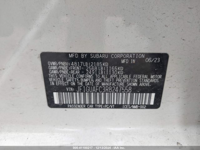 Photo 8 VIN: JF1GUAFC3R8247558 - SUBARU IMPREZA 