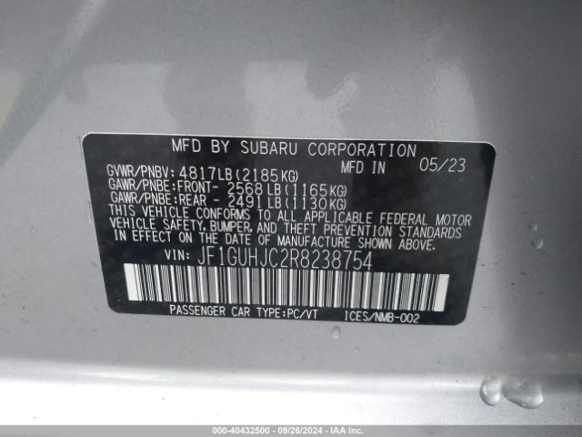 Photo 8 VIN: JF1GUHJC2R8238754 - SUBARU IMPREZA 