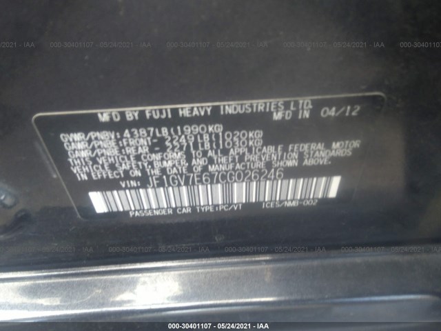 Photo 8 VIN: JF1GV7E67CG026246 - SUBARU IMPREZA SEDAN WRX 