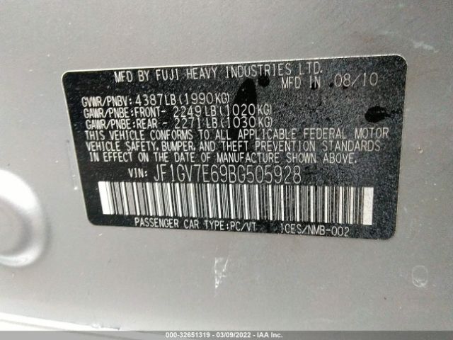 Photo 8 VIN: JF1GV7E69BG505928 - SUBARU IMPREZA SEDAN WRX 