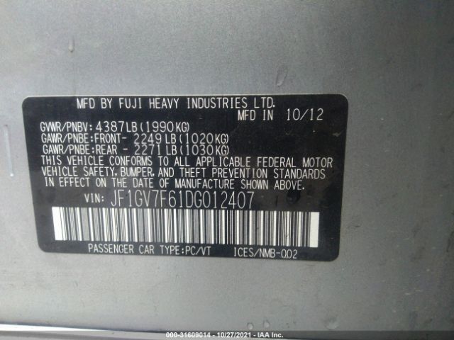 Photo 8 VIN: JF1GV7F61DG012407 - SUBARU IMPREZA SEDAN WRX 